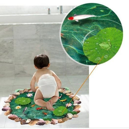 3D Koi Pond Floor Sticker – Fish Lotus Water Decal 90x60cm - Go2buy Australia