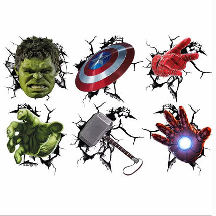 3D Marvel Avengers Wall Decals - Hulk, Thor’s Hammer & Captain America Shield Sticker Set - Go2buy Australia