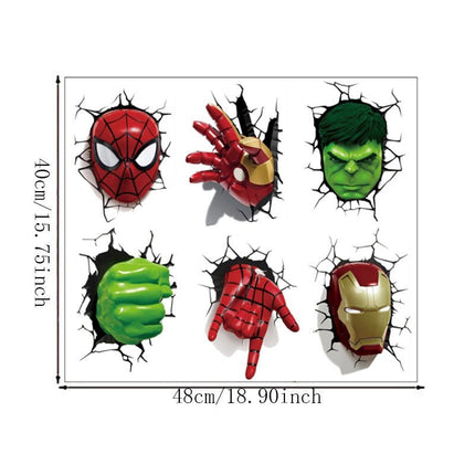 3D Marvel Avengers Wall Decals - Spider - Man, Iron Man & Hulk "Wall Burst" Sticker Set - Go2buy Australia