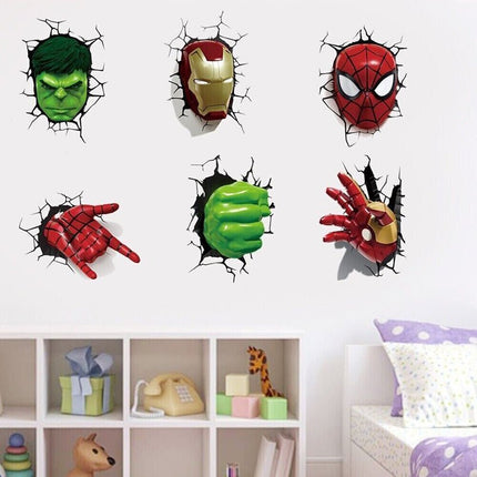 3D Marvel Avengers Wall Decals - Spider - Man, Iron Man & Hulk "Wall Burst" Sticker Set - Go2buy Australia