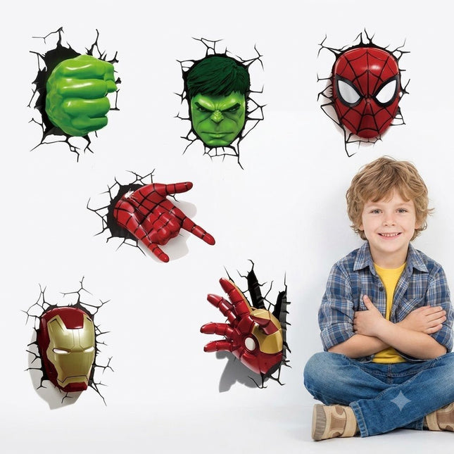 3D Marvel Avengers Wall Decals - Spider-Man, Iron Man & Hulk "Wall Burst" Sticker Set - Go2buy Australia