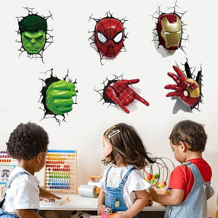 3D Marvel Avengers Wall Decals - Spider - Man, Iron Man & Hulk "Wall Burst" Sticker Set - Go2buy Australia