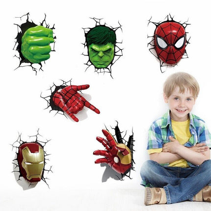 3D Marvel Avengers Wall Decals - Spider - Man, Iron Man & Hulk "Wall Burst" Sticker Set - Go2buy Australia