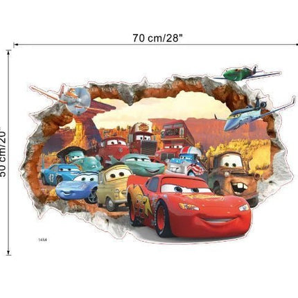 3D Pixar Racing Cars Lightning McQueen Wall Sticker Broken Wall - Go2buy Australia