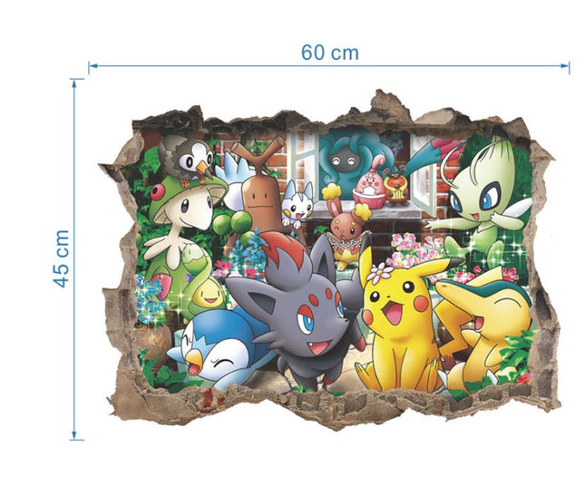 3D Pokemon Pikachu Wall Art Sticker Removable Kids Nursery Boy Vinyl Decal Decor - Go2buy Australia