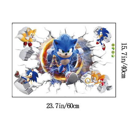 3D Sonic the Hedgehog Speed Game Wall Sticker – Kids Bedroom Gaming Room Decor Decal - Go2buy Australia