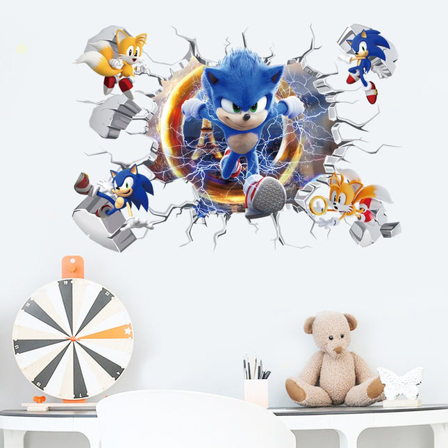 3D Sonic the Hedgehog Speed Game Wall Sticker – Kids Bedroom Gaming Room Decor Decal - Go2buy Australia