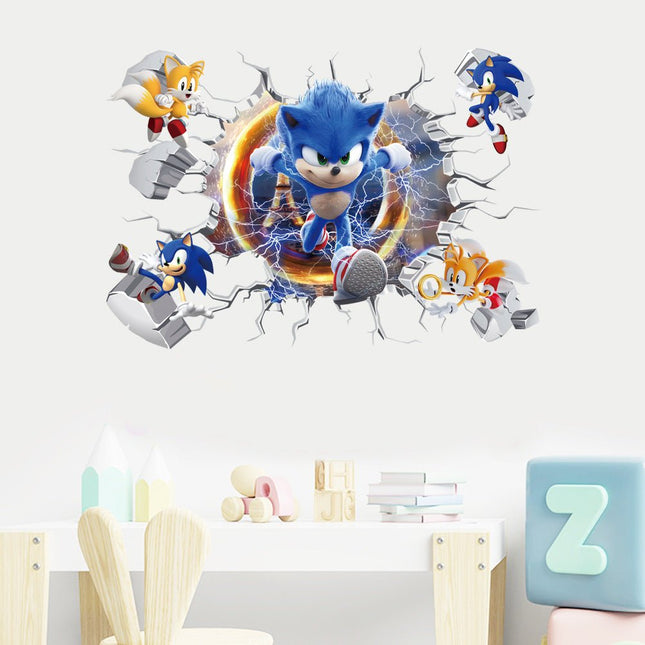 3D Sonic the Hedgehog Speed Game Wall Sticker – Kids Bedroom Gaming Room Decor Decal - Go2buy Australia