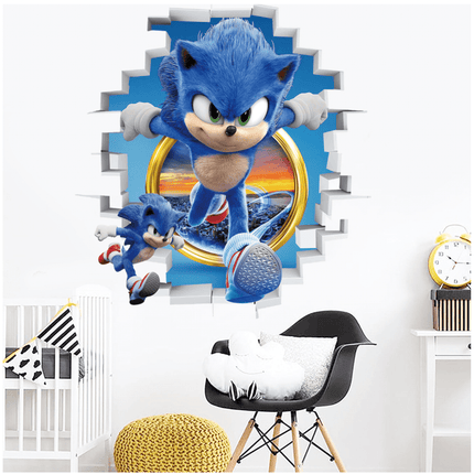 3D Sonic the Hedgehog Wall Sticker Removable Vinyl Wall Decal for Kids Bedroom & Playroom - Go2buy Australia