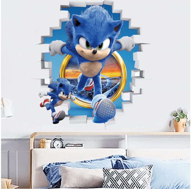 3D Sonic the Hedgehog Wall Sticker Removable Vinyl Wall Decal for Kids Bedroom & Playroom - Go2buy Australia