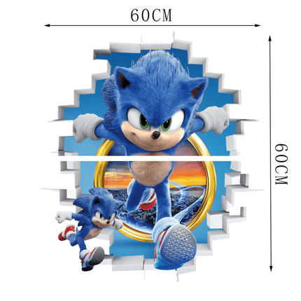 3D Sonic the Hedgehog Wall Sticker Removable Vinyl Wall Decal for Kids Bedroom & Playroom - Go2buy Australia