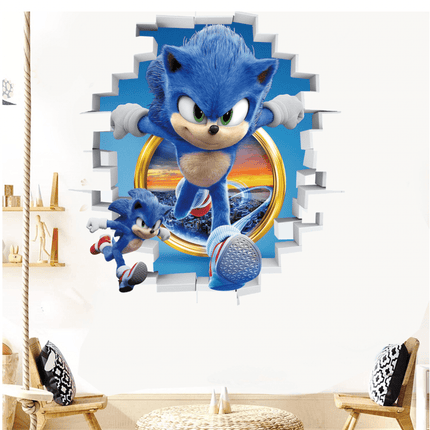 3D Sonic the Hedgehog Wall Sticker Removable Vinyl Wall Decal for Kids Bedroom & Playroom - Go2buy Australia