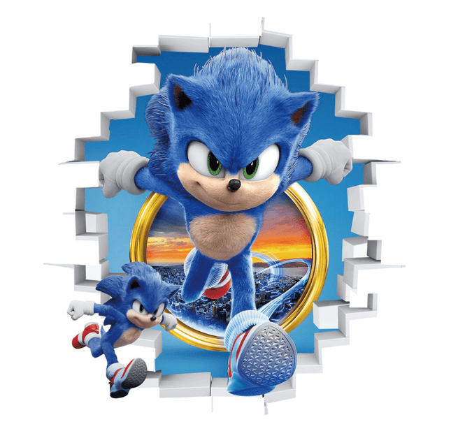 3D Sonic the Hedgehog Wall Sticker Removable Vinyl Wall Decal for Kids Bedroom & Playroom - Go2buy Australia