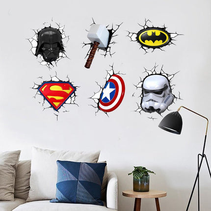 3D Superhero & Sci - Fi Wall Decals - Darth Vader, Batman, Superman & Avengers Mixed Set - Go2buy Australia