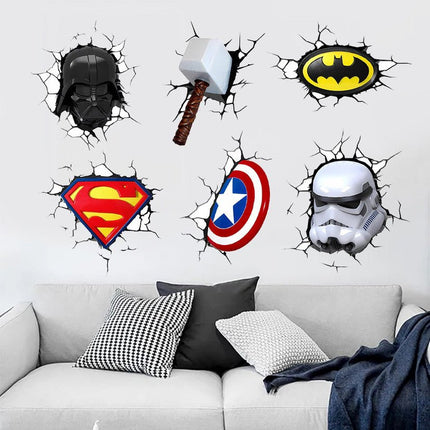 3D Superhero & Sci - Fi Wall Decals - Darth Vader, Batman, Superman & Avengers Mixed Set - Go2buy Australia