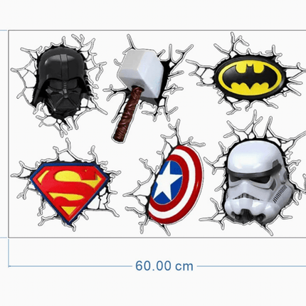 3D Superhero & Sci - Fi Wall Decals - Darth Vader, Batman, Superman & Avengers Mixed Set - Go2buy Australia