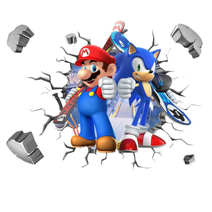 3D Video Game Sonic & Mario Wall Sticker Kids Bedroom Gaming Room Decor Decal - Go2buy Australia