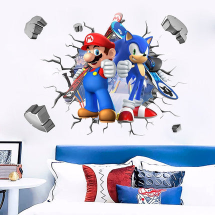 3D Video Game Sonic & Mario Wall Sticker Kids Bedroom Gaming Room Decor Decal - Go2buy Australia