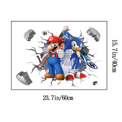 3D Video Game Sonic & Mario Wall Sticker Kids Bedroom Gaming Room Decor Decal - Go2buy Australia