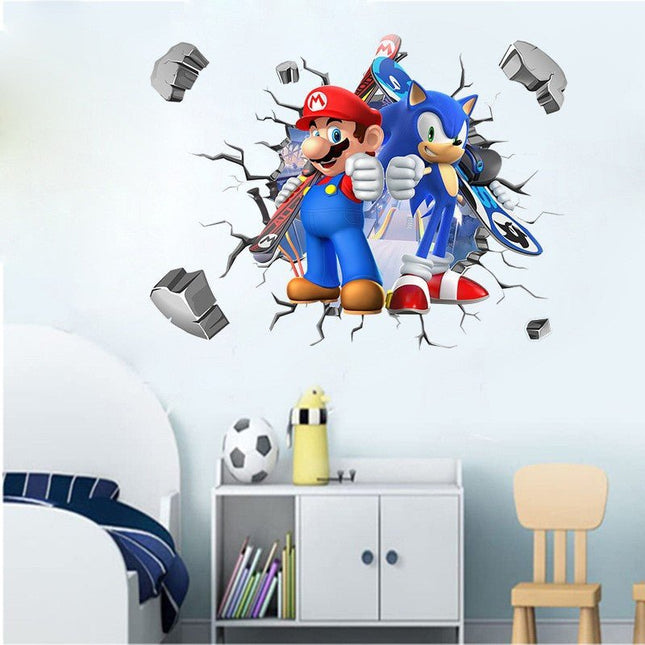 3D Video Game Sonic & Mario Wall Sticker Kids Bedroom Gaming Room Decor Decal - Go2buy Australia