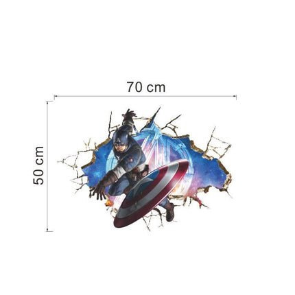 3D Wall Stickers Removable Captain America Avengers Broken Wall Boy Room Decal - Go2buy Australia