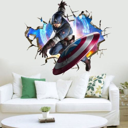 3D Wall Stickers Removable Captain America Avengers Broken Wall Boy Room Decal - Go2buy Australia