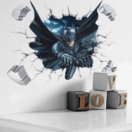 3D Wall Stickers Removable The Avengers Batman Broken Wall Kid Boy Room - Go2buy Australia
