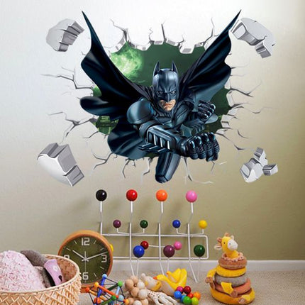 3D Wall Stickers Removable The Avengers Batman Broken Wall Kid Boy Room - Go2buy Australia