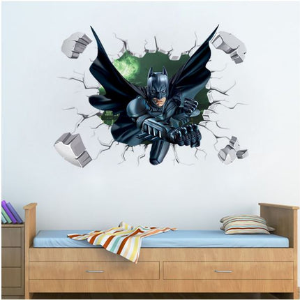 3D Wall Stickers Removable The Avengers Batman Broken Wall Kid Boy Room - Go2buy Australia