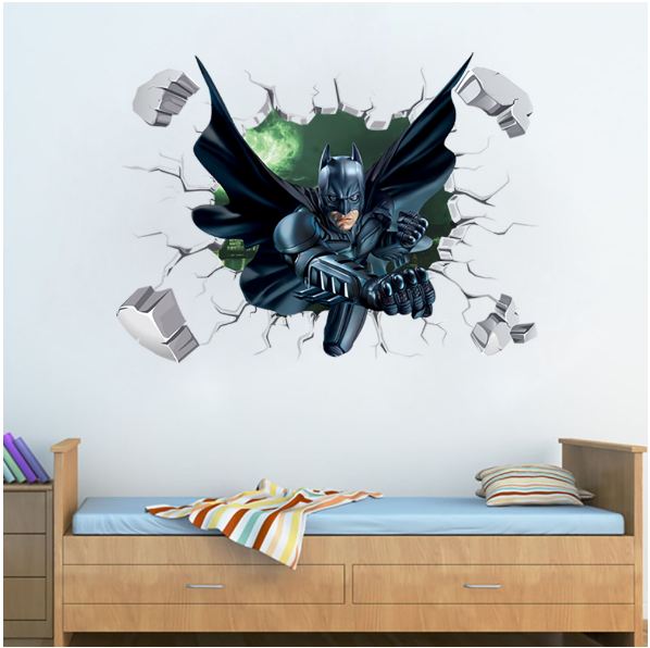 3D Wall Stickers Removable The Avengers Batman Broken Wall Kid Boy Room - Go2buy Australia