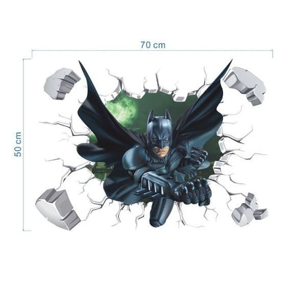 3D Wall Stickers Removable The Avengers Batman Broken Wall Kid Boy Room - Go2buy Australia