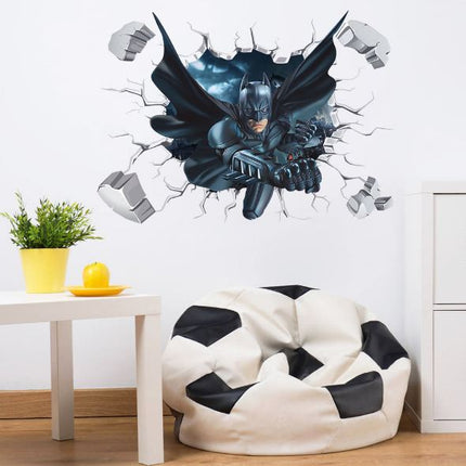 3D Wall Stickers Removable The Avengers Batman Broken Wall Kid Boy Room - Go2buy Australia