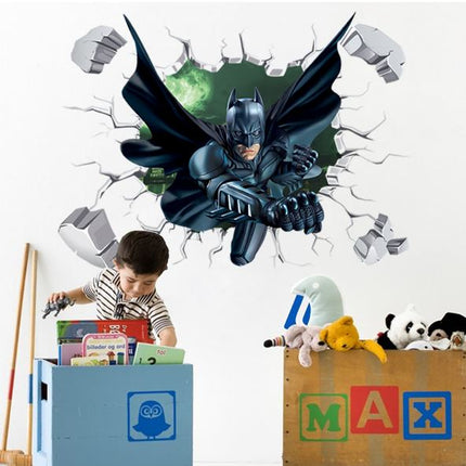 3D Wall Stickers Removable The Avengers Batman Broken Wall Kid Boy Room - Go2buy Australia