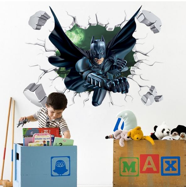 3D Wall Stickers Removable The Avengers Batman Broken Wall Kid Boy Room - Go2buy Australia
