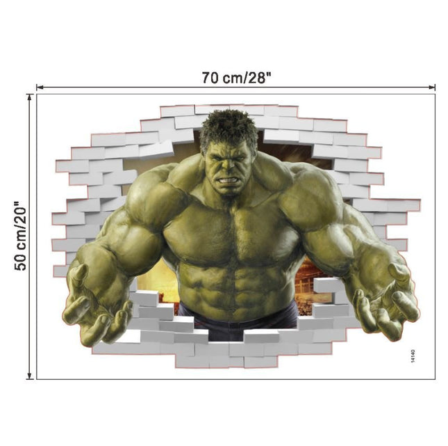 3D Wall Stickers Removable The Avengers Hulk Broken Wall Kid Boy Room - Go2buy Australia