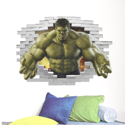 3D Wall Stickers Removable The Avengers Hulk Broken Wall Kid Boy Room - Go2buy Australia