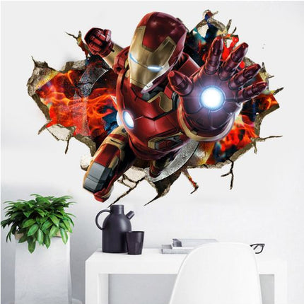 3D Wall Stickers Removable The Avengers Ironman Broken Wall Kid Boy Room - Go2buy Australia