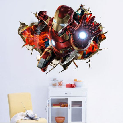 3D Wall Stickers Removable The Avengers Ironman Broken Wall Kid Boy Room - Go2buy Australia