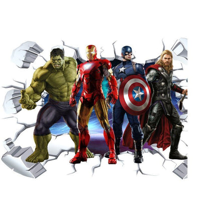 3D Wall Stickers Removable The Avengers Superhero Broken Wall Kid Boy Room Decal - Go2buy Australia