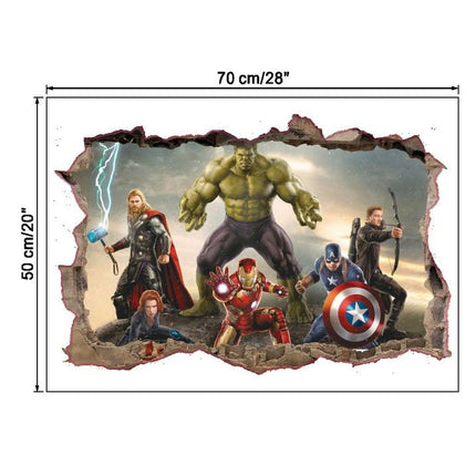 3D Wall Stickers Removable The Avengers Superhero Broken Wall Kid Boy Room Decal - Go2buy Australia