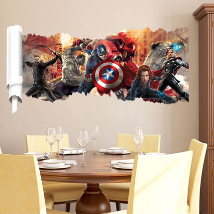 3D Wall Stickers Removable The Avengers Superhero Broken Wall Kid Boy Room Decal - Go2buy Australia
