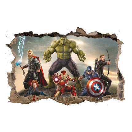 3D Wall Stickers Removable The Avengers Superhero Broken Wall Kid Boy Room Decal - Go2buy Australia