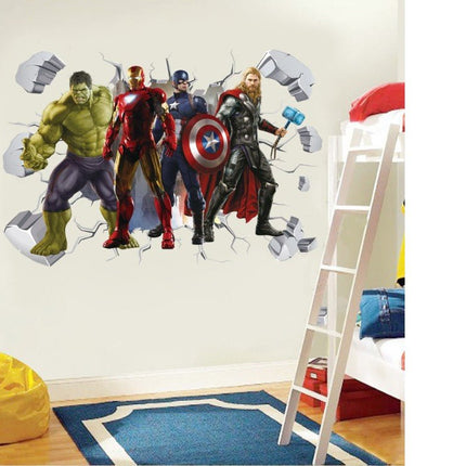3D Wall Stickers Removable The Avengers Superhero Broken Wall Kid Boy Room Decal - Go2buy Australia