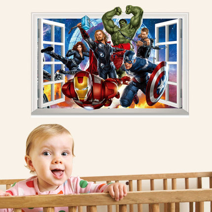 3D Wall Stickers Removable The Avengers Superhero Broken Wall Kid Boy Room Decal - Go2buy Australia