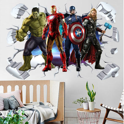 3D Wall Stickers Removable The Avengers Superhero Broken Wall Kid Boy Room Decal - Go2buy Australia