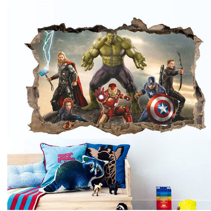 3D Wall Stickers Removable The Avengers Superhero Broken Wall Kid Boy Room Decal - Go2buy Australia
