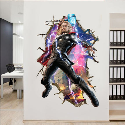 3D Wall Stickers Removable Thor Avengers Broken Wall Boy Room Decal - Go2buy Australia