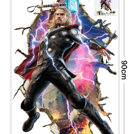 3D Wall Stickers Removable Thor Avengers Broken Wall Boy Room Decal - Go2buy Australia