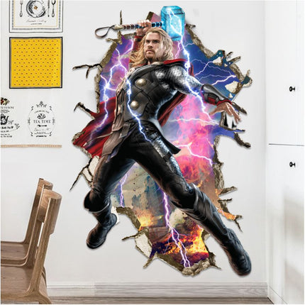 3D Wall Stickers Removable Thor Avengers Broken Wall Boy Room Decal - Go2buy Australia