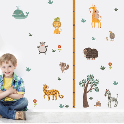 Zoo Animals Growth Chart Wall Sticker – Kids Height Measurement Wall Decal